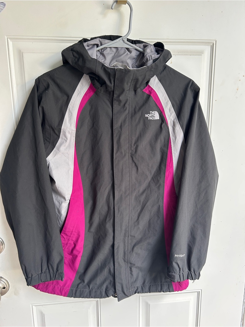 The North Face Girls' Gray and Pink Raincoat